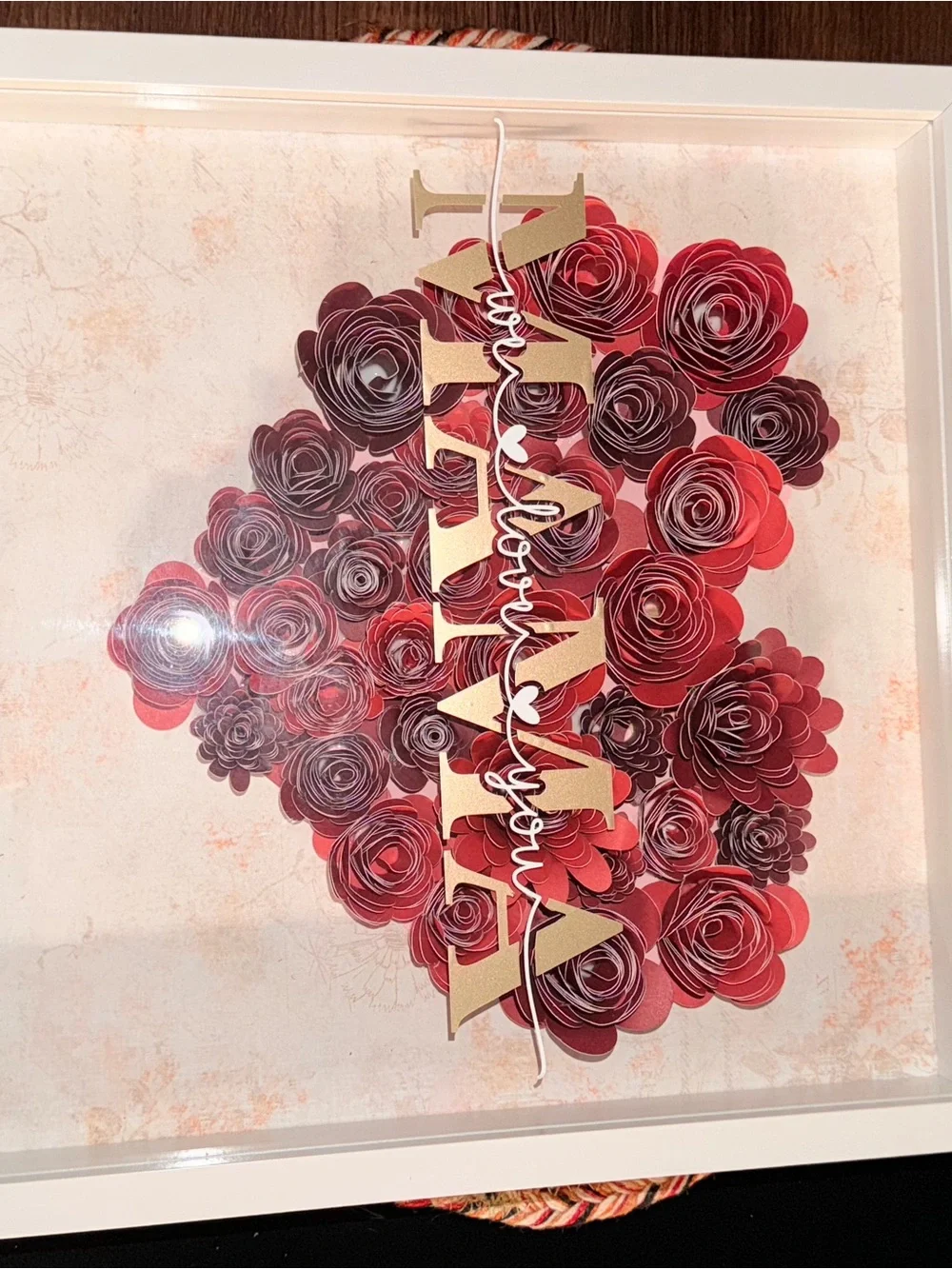 Love Heart Red Paper Rose Wall Art